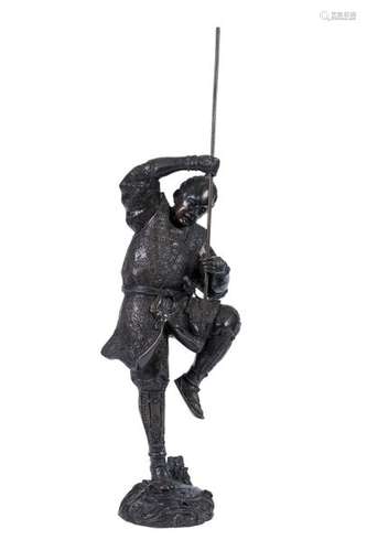 JAPON, époque Meiji, Samourai, épreuve en bronze à…