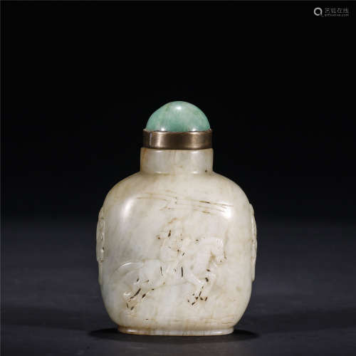White jade carved snuff bottle