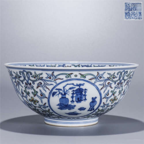 Dou Cai flower drawing porcelain bo gu bowl, DAO GUANG mark