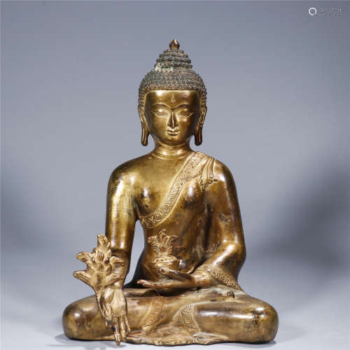 Gilt copper statue of Medicine Buddha