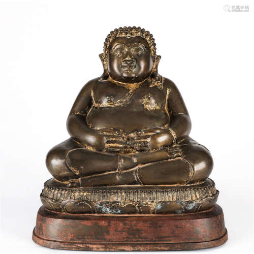 Copper statue of big belly buddha
