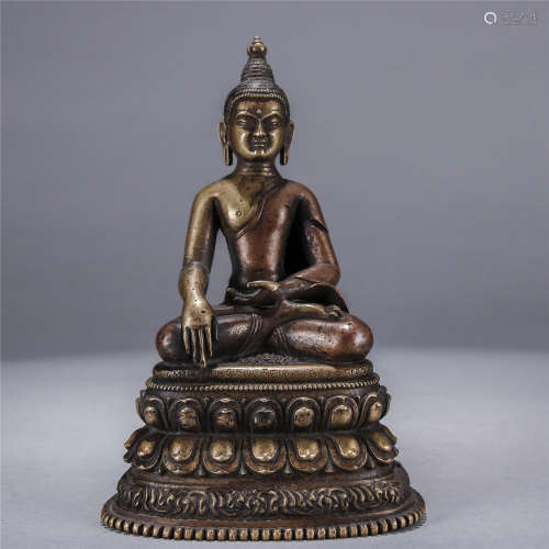 Bronze statue of Sakyamuni with Sanskrit