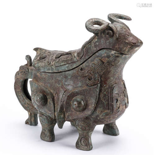 Bronze sheep heard dragon and pheonix pattern pot