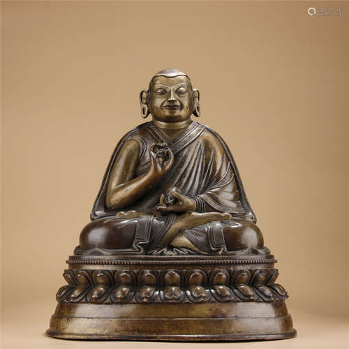 Bronze gilted seated statue of master