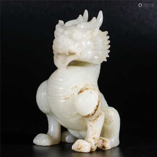 White jade carved unicorn