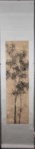 Chinese scroll painting of ink bamboo, by Jing Yiyuan