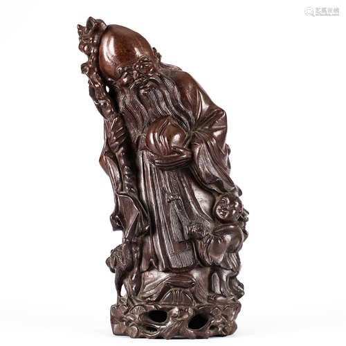 Bamboo roots carved longevity figure