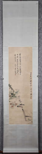 Chinese scroll painting of birds and flowers, by Wang Rong