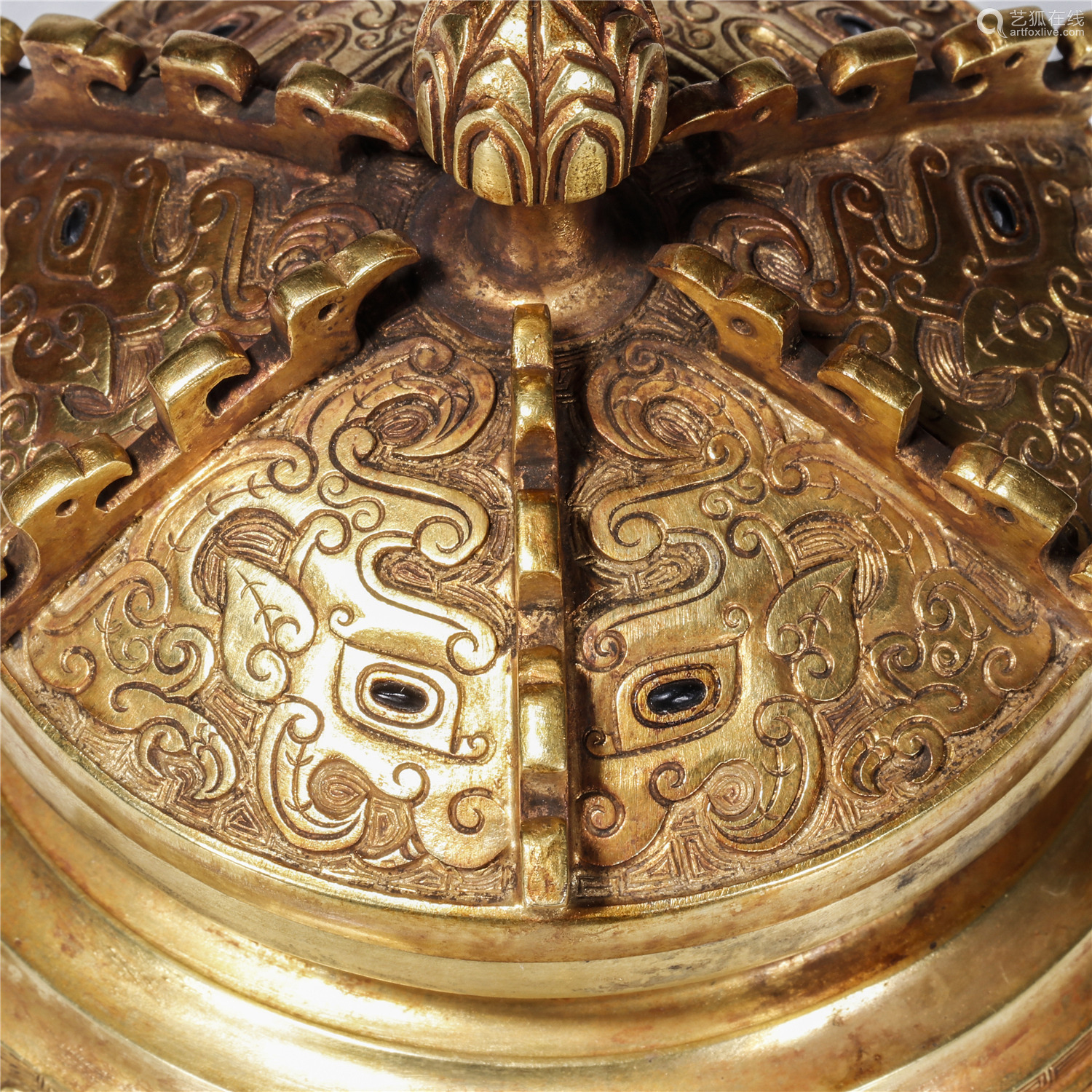 Gilt bronze taotie pattern inlaid treasures ware－【Deal Price Picture】