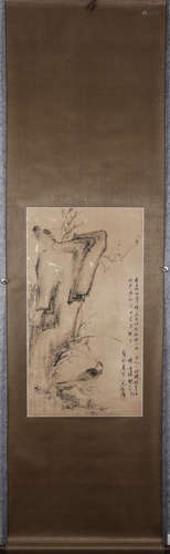 Chinese scroll painting of birds and flowers, by Bai Yang Shan Ren