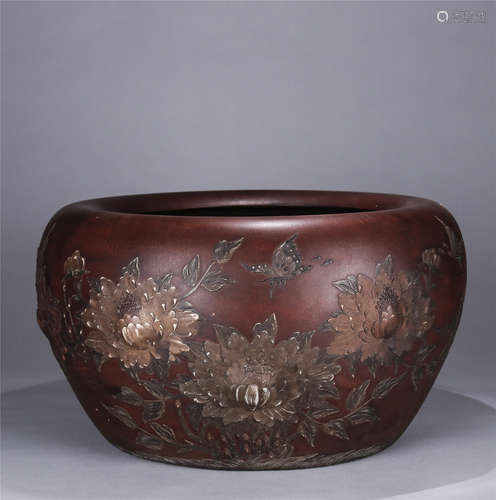 ZI SHA pottery flower pattern bowl