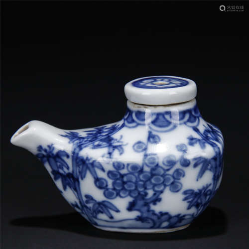 Blue and white porcelain water jet