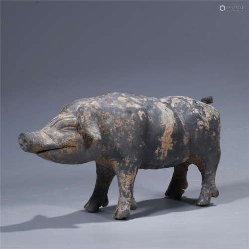 Grey pottery carved pig