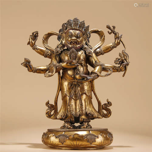 Gilt bronze statue of Mahakala buddha