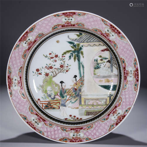 Famille rose xi xiang ji drawing porcelain plate