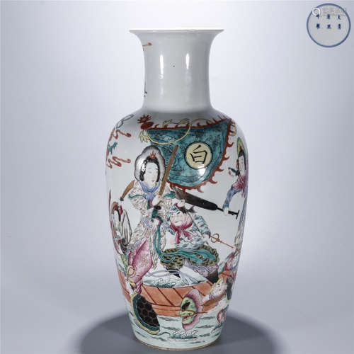 Famille rose figre and story drawing porcelain vase, KANG XI mark