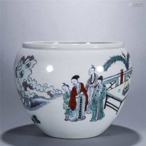 Dou Cai figure and story drawing porcelain jar