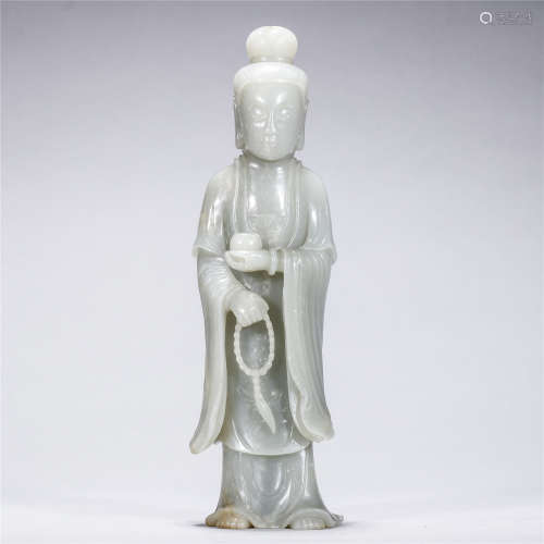 Jade carved statue of GUAN YIN buddha