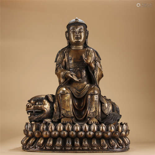 Gilt bronze statue of Manjusri Bodhisattva buddha