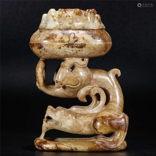 Jade carving dragon incense burner