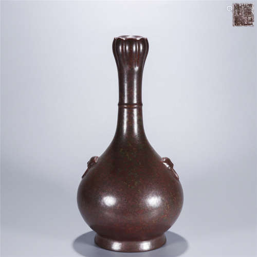 Imitated copper glaze porcelain bottle, YONG ZHENG mark