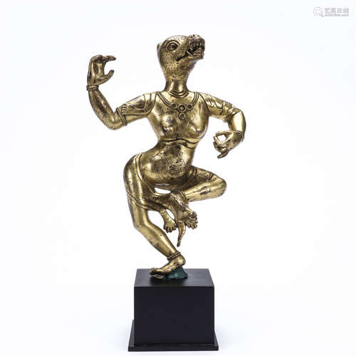 Gilt bronze statue of snake mother