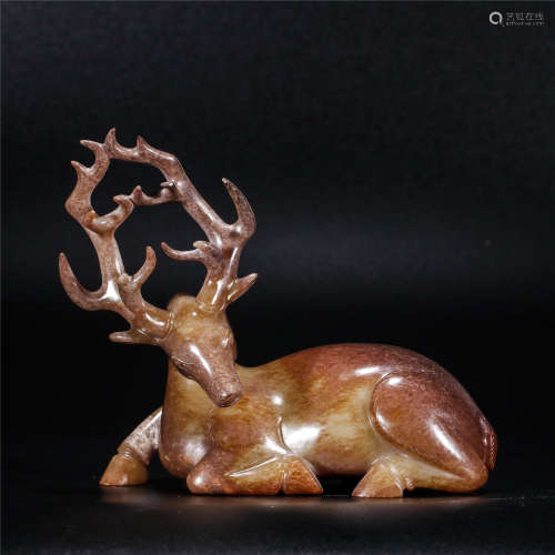 Jade carved lying deer