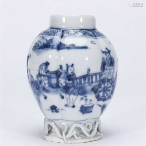 Blue and white figure story drawing porcelain jar