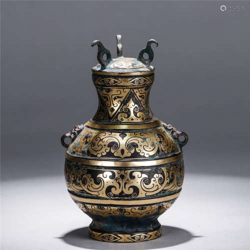Bronze and gold pheonix flower pattern pot