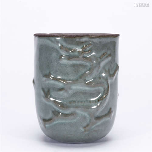 Green glaze dragon drawing pattern porcelain cup