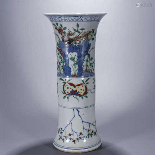 Wu Cai flower drawing porcelain vase