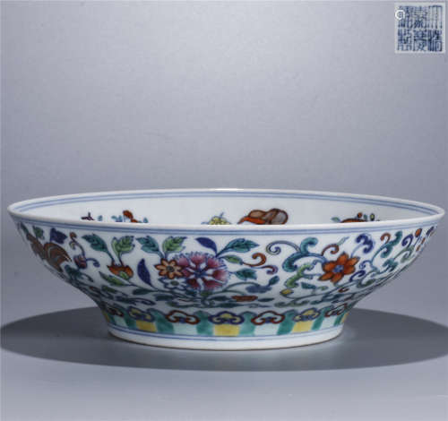 Dou Cai flower drawing porcelain bowl, JIA QING mark