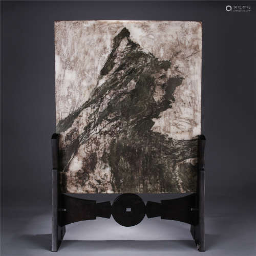 Natural cloud and landscape pattern stone table screen