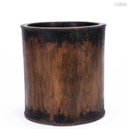 Hua Li wood carved brush pot