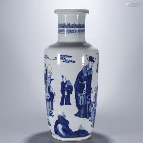 Blue and white figure drawing porcelain bottle
