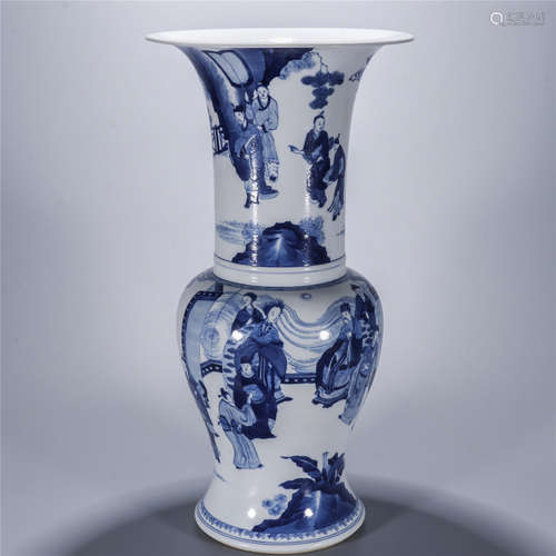 Blue and white character and story pattern porcelain vase