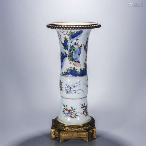 Wu Cai character and story pattern porcelain vase