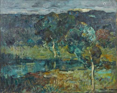 391 Abel Bertram (1871 1954) Paysage à la mare H…