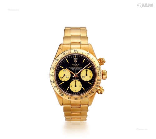 劳力士，精美及罕有，黄金链带机械腕表，配备黑色及香槟金对比色表盘，型号6265，约1980年