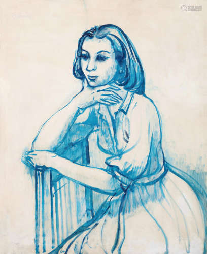 王济远 1950-60年代作 倚坐女子