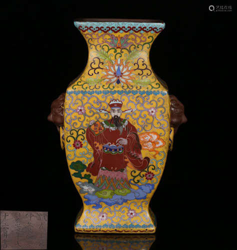 A ZISHA VASE PAINTED WITH FIGURE