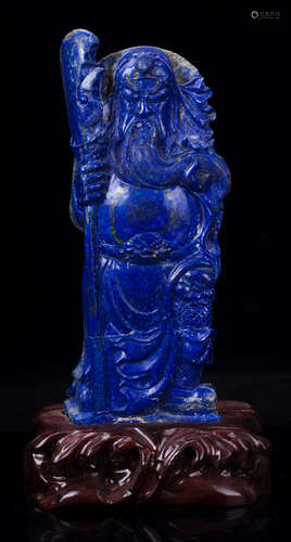 A LAZULI GUANGONG STATUE