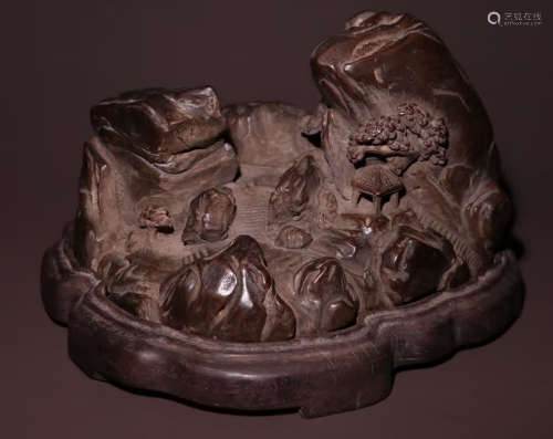 A CHENXIANG WOOD LANDSCAPE ORNAMENT