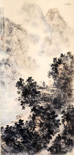 A CHINESE SCROLL PAINTING, ATTRIBUTED BY FU BAOSHI