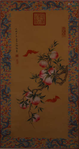 A CHINESE PEACH PAINTING, EMPRESS DOWAGER CIXI MARK