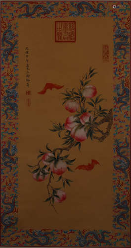 A CHINESE PEACH PAINTING, EMPRESS DOWAGER CIXI MARK