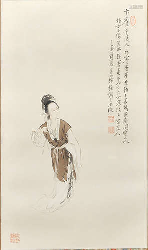 A CHINESE FIGURE PAINTING, XU CAO MARK