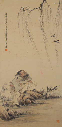 A CHINESE FIGURE PAINTING, HE TIANJIAN MARK