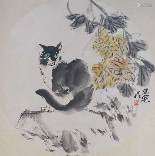 A CHINESE CAT PAINTING, LIU DANZHAI MARK