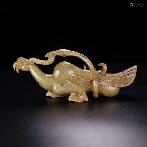 A CHINESE HETIAN JADE CARVED PHOENIX ORNAMENT